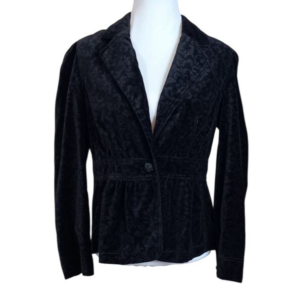 Y2K Velvet Gothic Punk Victorian Style Jacket L Dark Academia Gathers Art Peplum - Picture 1 of 12